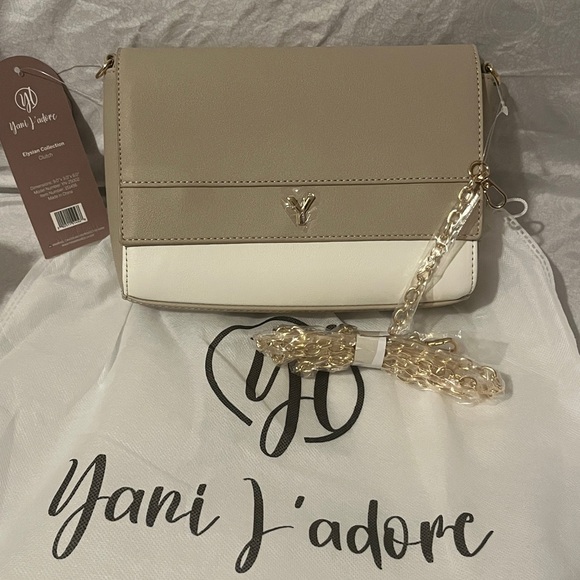 Yani J’adore Elegant Beige and White Women's Bag 2 Piece Set - Picture 3 of 8